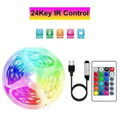 USB RGB LED Strip Lights — App & Remote Control, 2–20 m