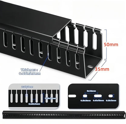 PVC Slotted Cable Raceway — Black, Multiple Sizes