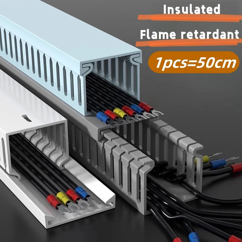 PVC Slotted Cable Raceway — Black, Multiple Sizes