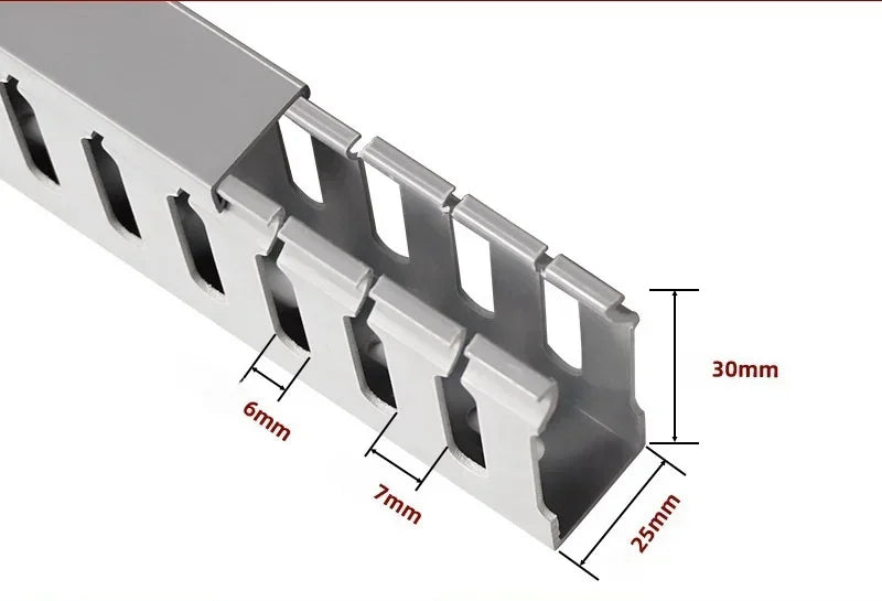 PVC Slotted Cable Raceway — Black, Multiple Sizes