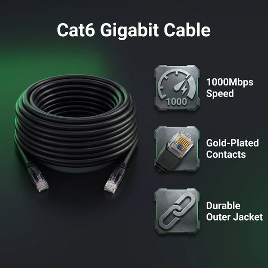 Cat 6 Gigabit Ethernet Cable — Black, Blue or White
