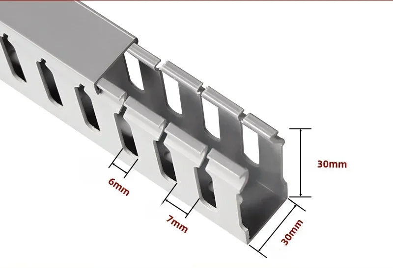 PVC Slotted Cable Raceway — Black, Multiple Sizes