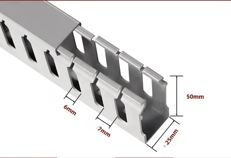 PVC Slotted Cable Raceway — Black, Multiple Sizes