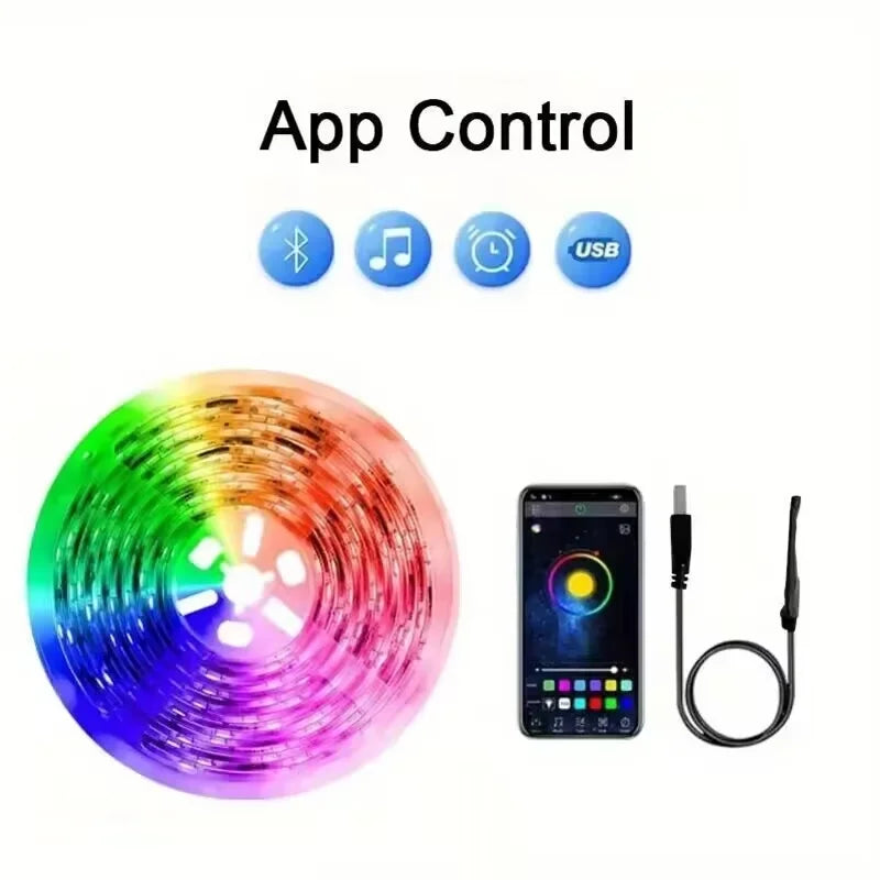 USB RGB LED Strip Lights — App & Remote Control, 2–20 m