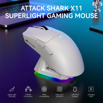 ATTACK SHARK X11 Wireless RGB Gaming Mouse