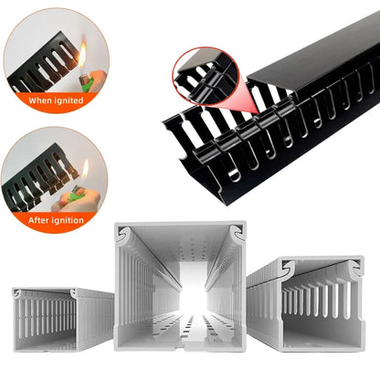 PVC Slotted Cable Raceway — Black, Multiple Sizes