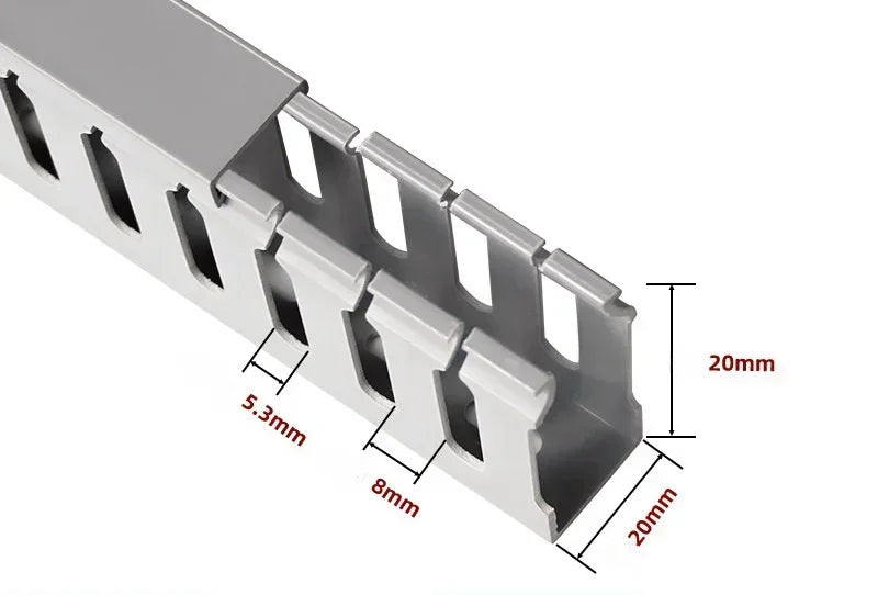 PVC Slotted Cable Raceway — Black, Multiple Sizes