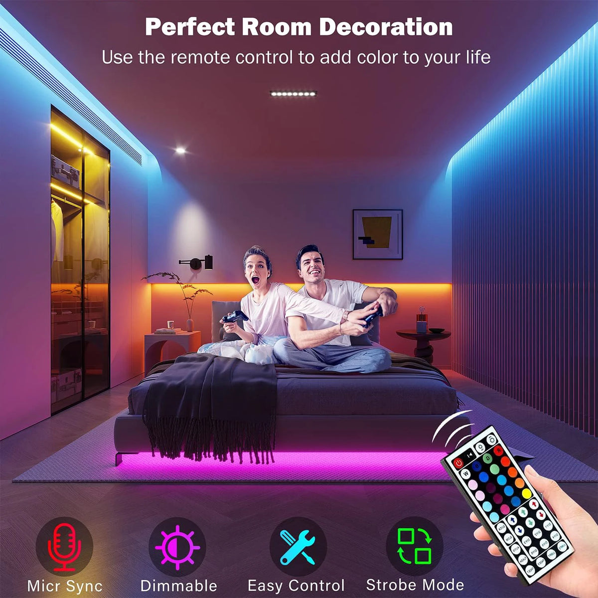 RGB LED Strip Lights with App & Remote