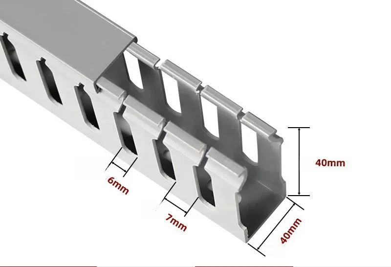 PVC Slotted Cable Raceway — Black, Multiple Sizes