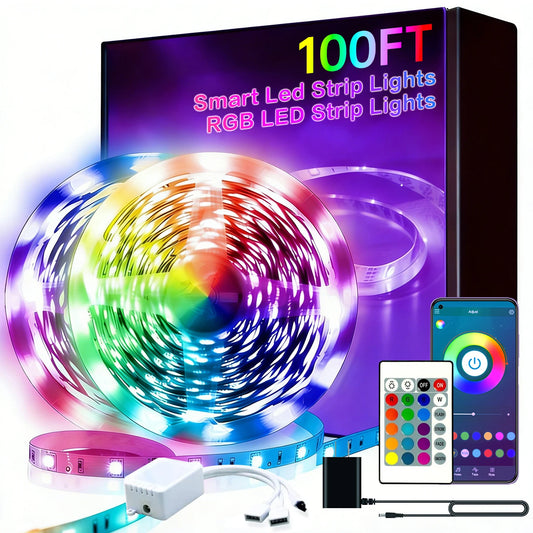 100 ft RGB LED Light Strip with App & Remote