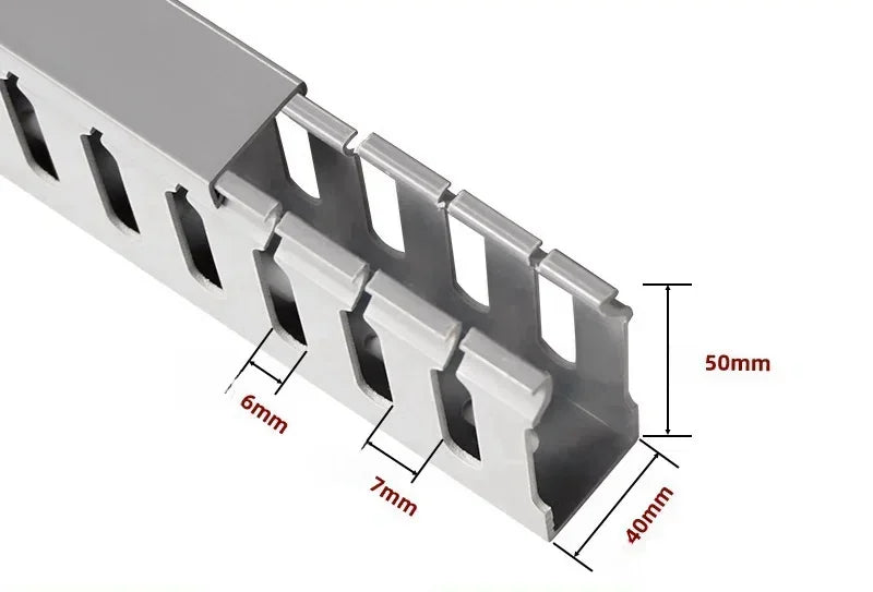 PVC Slotted Cable Raceway — Black, Multiple Sizes