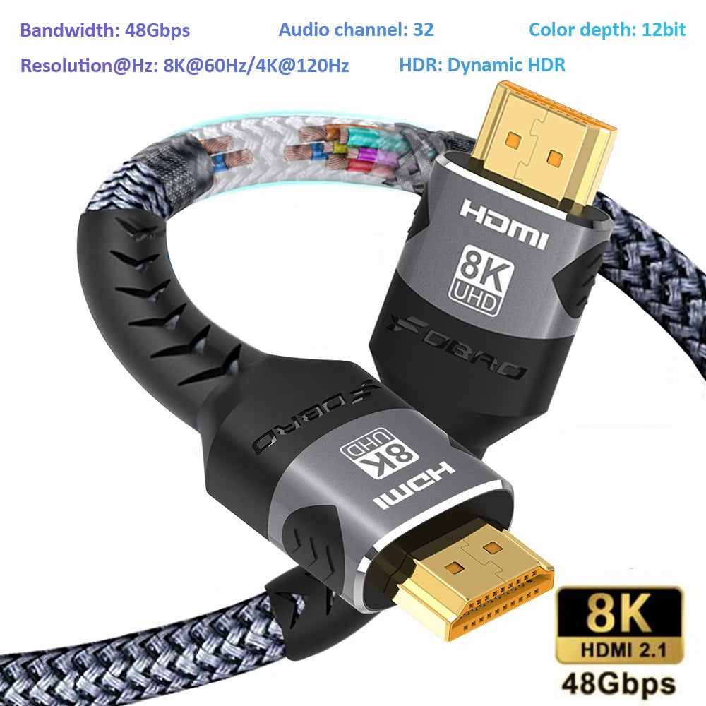 8K HDMI 2.1 Cable — 4K 120Hz / 8K 60Hz