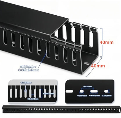 PVC Slotted Cable Raceway — Black, Multiple Sizes
