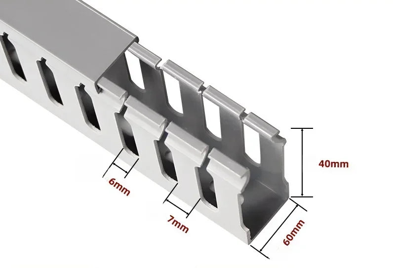PVC Slotted Cable Raceway — Black, Multiple Sizes
